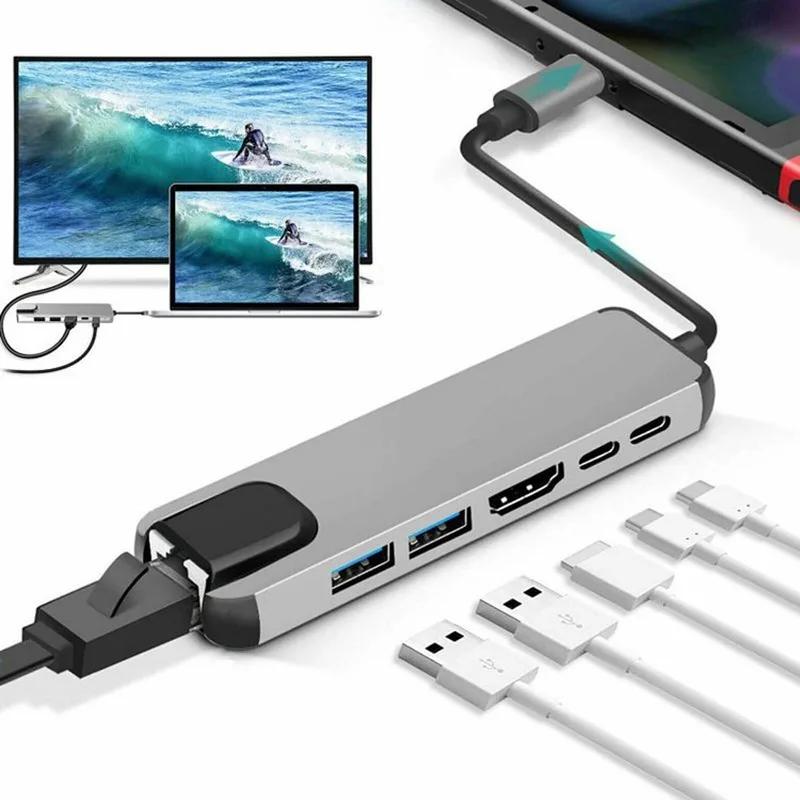 USB C  -C HDMI ȣȯ 4K VGA  RJ45 Lan ̴ SD TF USB-C 3.0 MacBook Pro OTG 